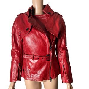 Icon 1000 Federal Leather Jacket XS Red motorcycle industrial metal punk rock